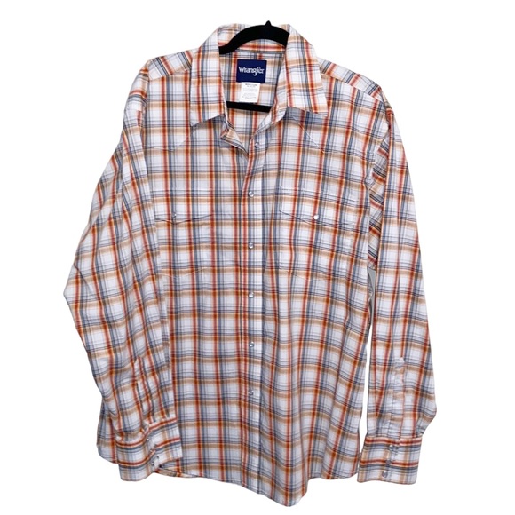 Wrangler Other - Wrangler Mens XLarge Western Plaid Pearl Snap Long Sleeve Shirt Pockets Rodeo